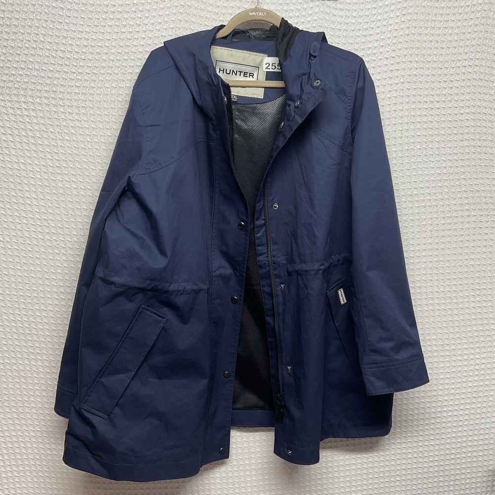 HUNTER Water Resistant Cotton-Smock Zip-up & Button size XXL Rain Jacket Navy
